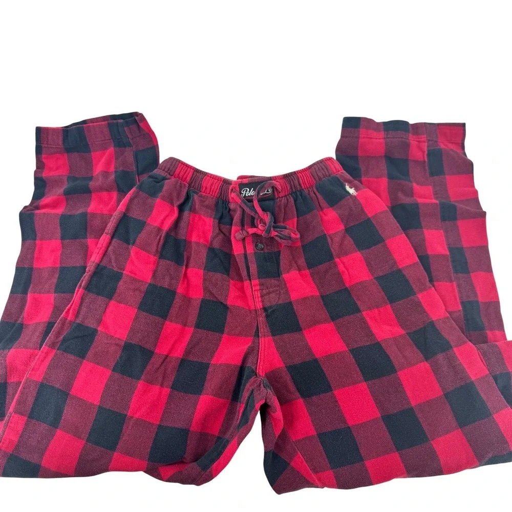 Polo Ralph Lauren Mens Pajama Pants Red Black Buffalo Plaid Size‎ S Cotton